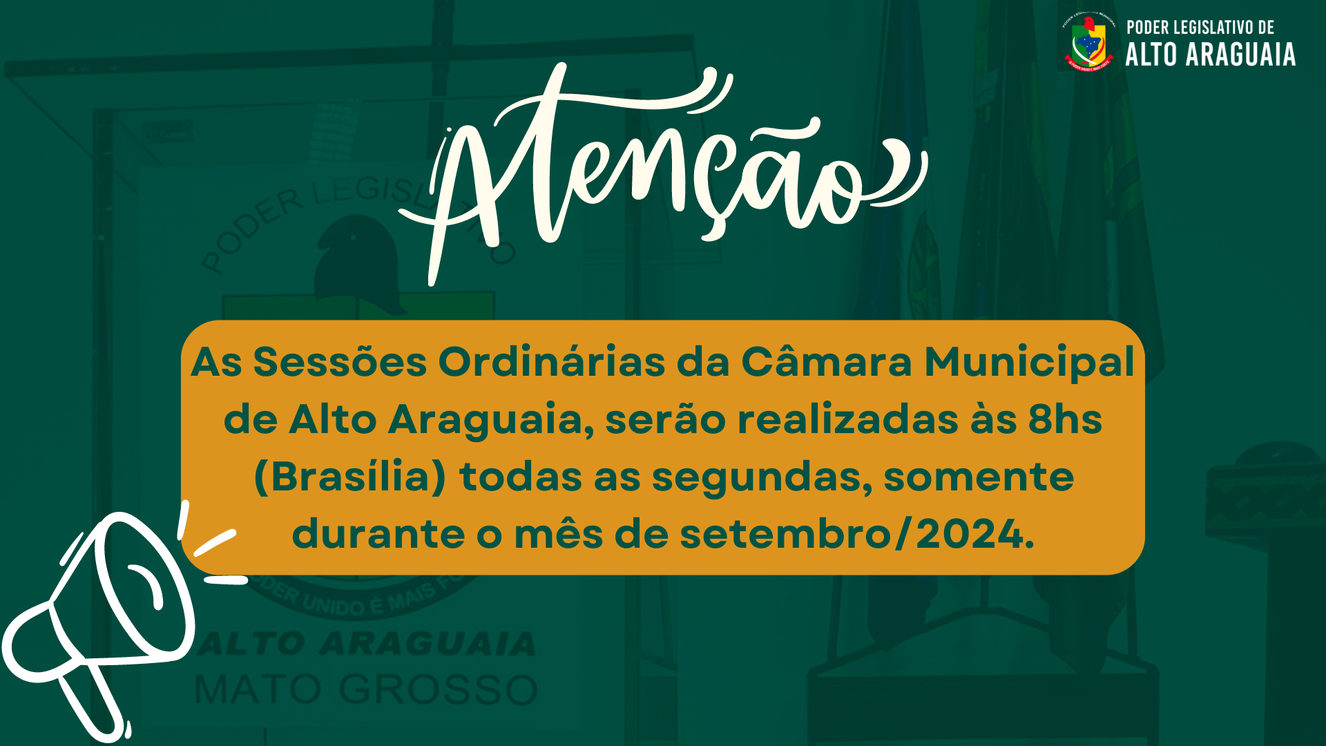 Novo Horário das Sessões Ordinárias